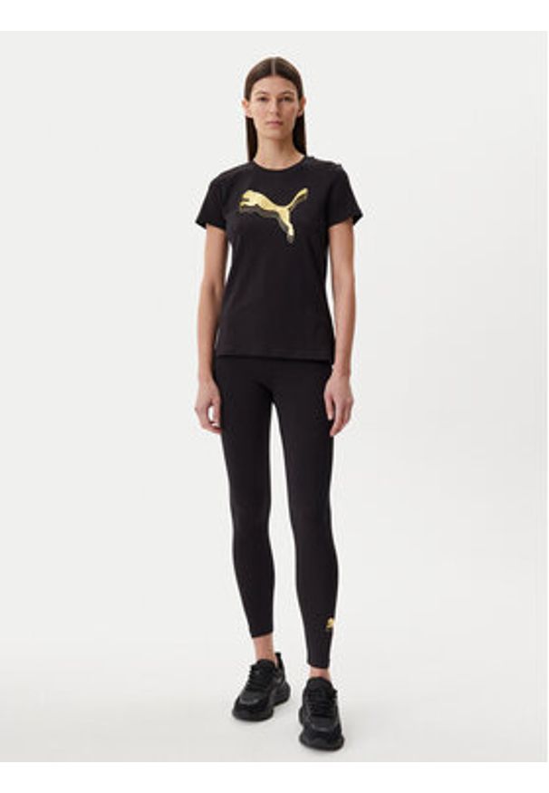 Puma T-Shirt Essentials Metallic 684995 Czarny Regular Fit. Kolor: czarny. Materiał: bawełna