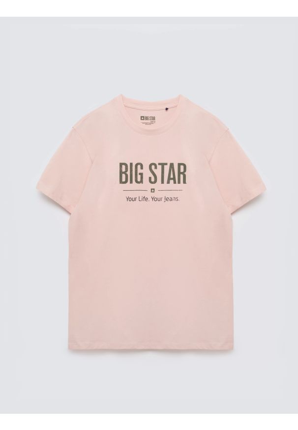 Big-Star - Koszulka męska o klasycznym kroju różowa Bruno 600. Kolor: różowy. Materiał: bawełna. Wzór: nadruk. Styl: klasyczny