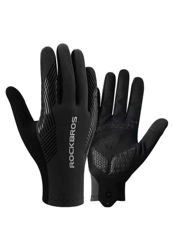 ROCKBROS - Rękawiczki rowerowe Rockbros wiosna/lato/jesień, pełne. Kolor: czarny. Sezon: jesień, wiosna, lato. Sport: kolarstwo