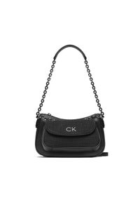 Calvin Klein Torebka Re-Lock Dbl Shoulder Bag Perf K60K610620 Czarny. Kolor: czarny. Materiał: skórzane