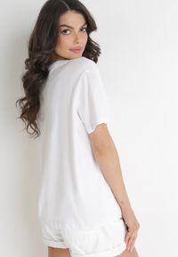 Born2be - Biały Gładki T-shirt z Krótkimi Rękawami Elisza. Kolor: biały. Długość rękawa: krótki rękaw. Długość: krótkie. Wzór: gładki #4