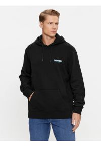 Wrangler - WRANGLER HOODIE MĘSKA BLUZA Z KAPTUREM WASHED BLACK 112343376. Typ kołnierza: kaptur