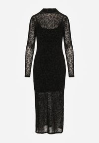 Renee - Czarna Koktajlowa Sukienka z Wiskozą w Welurowe Kwiaty Amette. Kolor: czarny. Materiał: welur, wiskoza. Długość rękawa: na ramiączkach. Wzór: kwiaty. Styl: wizytowy #6