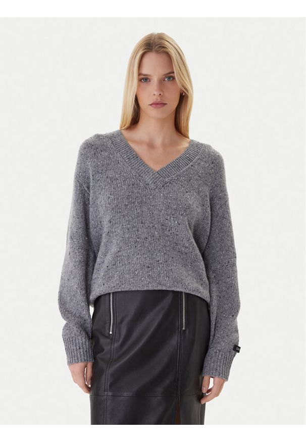 Calvin Klein Jeans Sweter Chunky LV044D328G Szary Regular Fit. Kolor: szary. Materiał: syntetyk