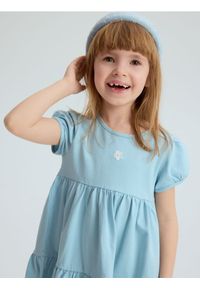 Reserved - Bawełniana sukienka z haftem - jasnoniebieski. Kolor: niebieski. Materiał: bawełna. Wzór: haft #1