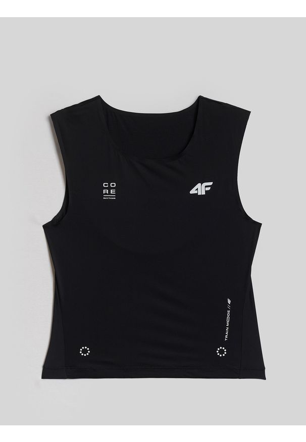 4f - 4F Crop top treningowy szybkoschnący damski - czarny XL. Kolor: czarny. Sport: fitness