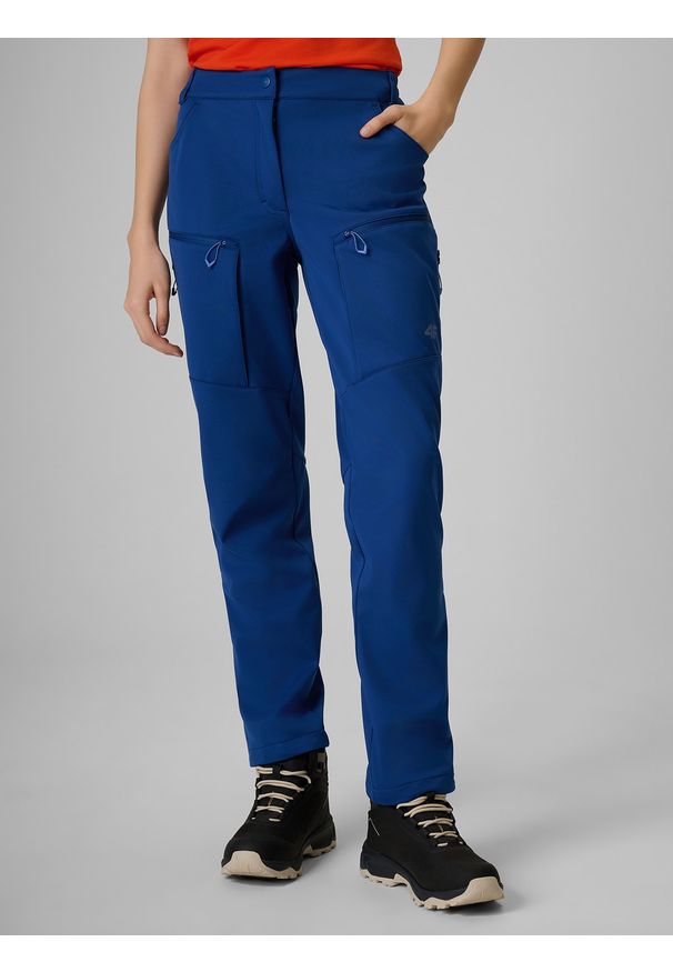 4f - 4F Spodnie trekkingowe softshell membrana 8000 damskie - granatowe S. Kolor: niebieski. Materiał: softshell. Sezon: lato. Sport: turystyka piesza