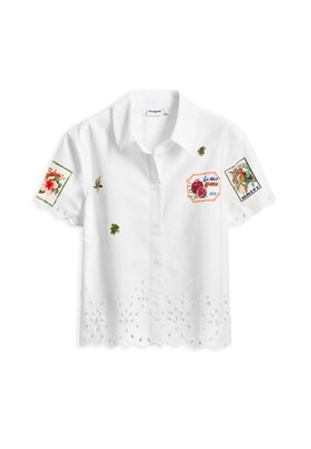 Desigual Koszula Afrodita 25SWCW17 Biały Regular Fit. Kolor: biały. Materiał: bawełna