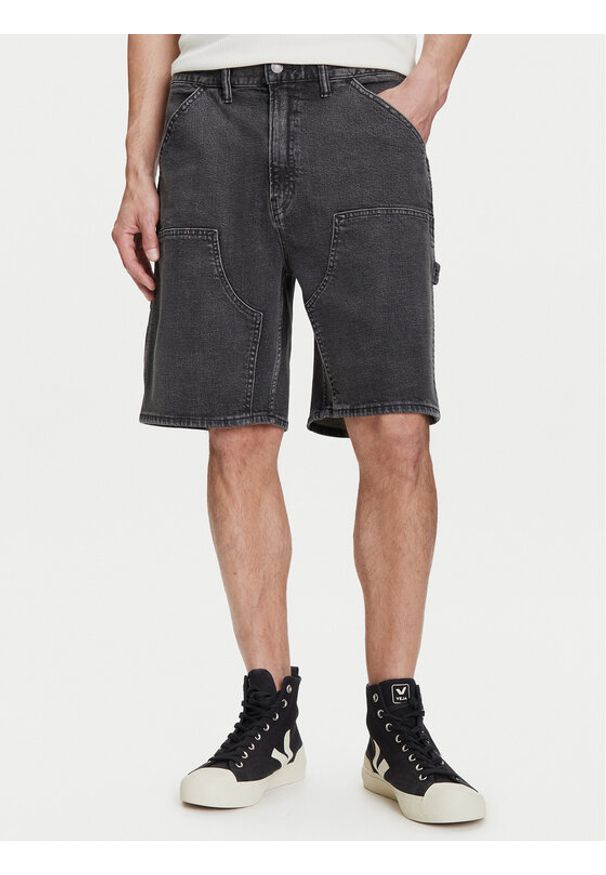 GAP - Gap Szorty jeansowe 767488 Czarny Relaxed Fit. Kolor: czarny. Materiał: bawełna
