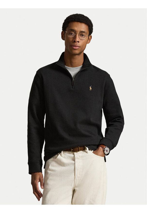 Polo Ralph Lauren Sweter 710P07411002 Czarny Regular Fit. Typ kołnierza: polo. Kolor: czarny. Materiał: bawełna