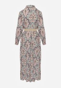 Renee - Miętowo-Różowa Koszulowa Sukienka z Dodatkowym Paskiem i Podpinanymi Rękawami Alonie. Kolor: miętowy. Typ sukienki: koszulowe #2