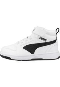 Puma - Dziecięce sneakersy Rebound V6 Mid PUMA White Black. Kolor: biały, czarny, wielokolorowy