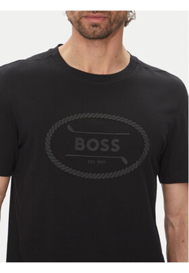 BOSS T-Shirt 50537825 Czarny Regular Fit. Kolor: czarny. Materiał: bawełna