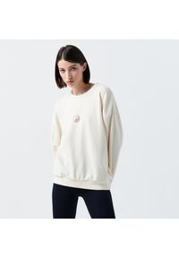 Cropp - Bluza oversize z nadrukiem - Kremowy. Kolor: kremowy. Wzór: nadruk #1