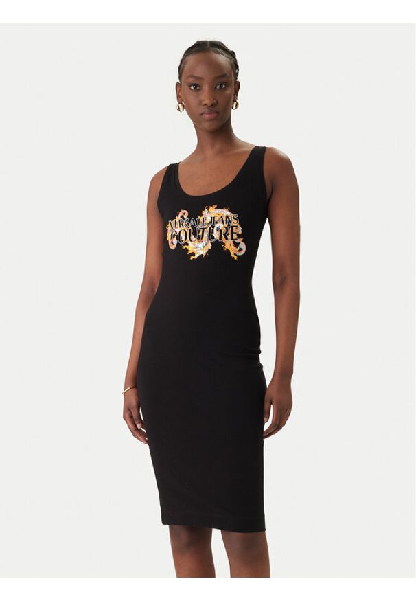 Versace Jeans Sukienka codzienna 80HAOE02 Czarny Slim Fit. Okazja: na co dzień. Kolor: czarny. Materiał: bawełna. Typ sukienki: proste. Styl: casual
