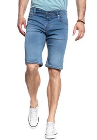 Mustang - SPODENKI MUSTANG Chicago Short DENIM BLUE 1008363 5000 312. Materiał: denim