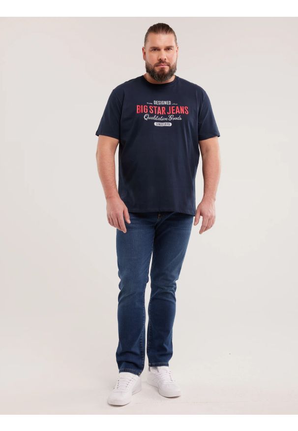 Big-Star - Jeansy męskie dopasowane granatowe Tobias 401. Okazja: na co dzień. Kolor: niebieski. Styl: casual, klasyczny