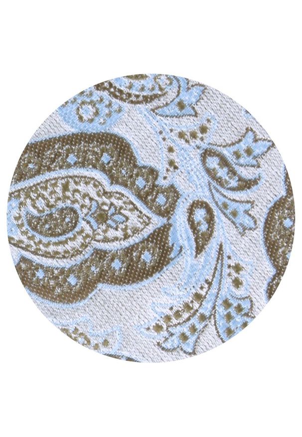 Męski Krawat - Chattier - Błękit i Beż z Dużym Wzorem. Kolor: niebieski, wielokolorowy, brązowy, beżowy. Materiał: tkanina. Styl: elegancki, klasyczny, wizytowy