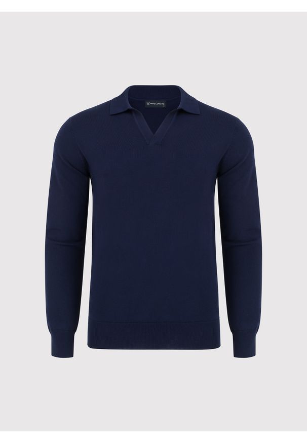 Pako Lorente - PAKO LORENTE – Męski sweter z kołnierzykiem polo. Okazja: na co dzień. Typ kołnierza: polo. Materiał: poliamid, wiskoza. Sezon: wiosna. Styl: casual