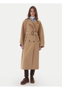 Weekend Max Mara Płaszcz wełniany Cadine 2525016022 Beżowy Regular Fit. Kolor: beżowy. Materiał: wełna
