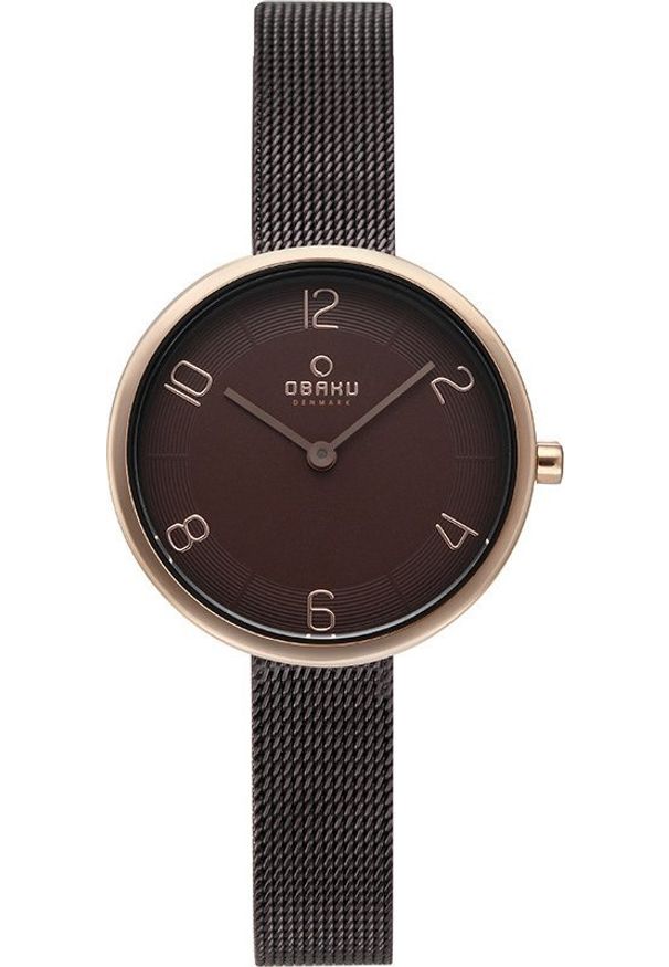 Zegarek OBAKU Zegarek damski Obaku Denmark V195LXVNMN brązowy. Kolor: brązowy