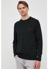 Calvin Klein - Sweter wełniany. Kolor: czarny. Materiał: wełna