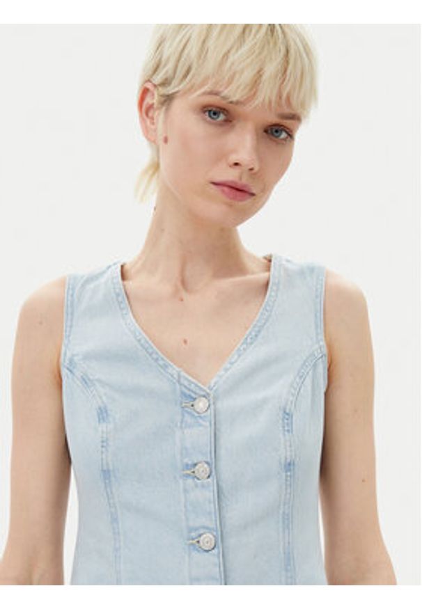 Levi's® Sukienka jeansowa Vianna Vest 001WL-0000 Błękitny Regular Fit. Kolor: niebieski. Materiał: bawełna