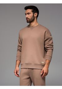 Ombre Clothing - Komplet dresowy UNISEX w stylu athleisure ze spodniami i bluzą - brązowy V16 - Rozmiar: XL/XXL. Okazja: do domu. Kolor: brązowy. Materiał: dresówka. Wzór: aplikacja #6