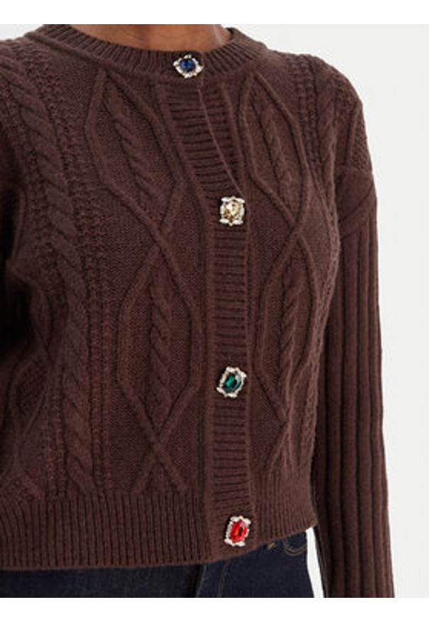 Liu Jo Kardigan MF5423 MS040 Brązowy Regular Fit. Kolor: brązowy. Materiał: wełna