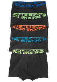 bonprix - Bokserki z miękką bawełną (5 par). Kolor: czarny. Materiał: bawełna. Wzór: napisy #1