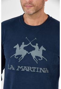 La Martina - LA MARTINA Granatowa bluza męska z szarym logo, Rozmiar XL. Kolor: niebieski #3