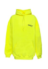 Balenciaga - BALENCIAGA - Neonowo-żółta bluza z kontrastowym logo. Kolor: żółty. Materiał: bawełna, prążkowany #1