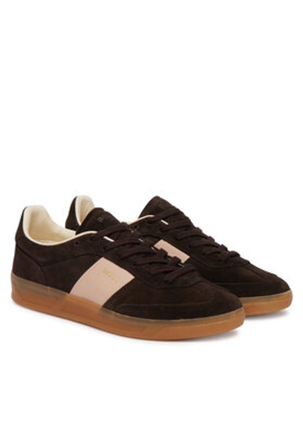 BOSS Sneakersy Brenta 50563375 Brązowy. Kolor: brązowy. Materiał: zamsz, skóra