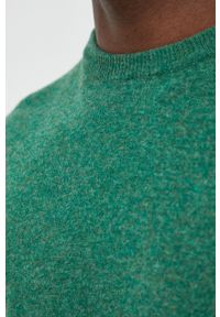 United Colors of Benetton sweter wełniany męski kolor zielony lekki. Kolor: zielony. Materiał: wełna. Długość rękawa: długi rękaw. Długość: długie #5