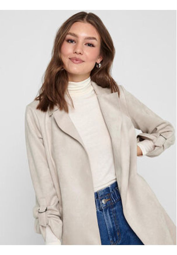 only - ONLY Płaszcz przejściowy Joline 15179864 Beżowy Regular Fit. Kolor: beżowy. Materiał: skóra