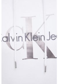 Calvin Klein Jeans Bluza bawełniana J30J320805.PPYY męska kolor biały z kapturem z aplikacją. Okazja: na co dzień. Typ kołnierza: kaptur. Kolor: biały. Materiał: bawełna. Wzór: aplikacja. Styl: casual #4