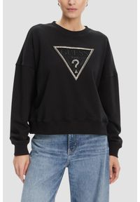 Guess - GUESS Czarna damska bluza z cyrkoniami Rachele. Kolor: czarny