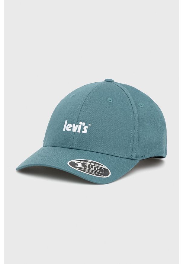 Levi's® - Levi's czapka kolor turkusowy z aplikacją. Kolor: turkusowy. Wzór: aplikacja. Styl: biznesowy