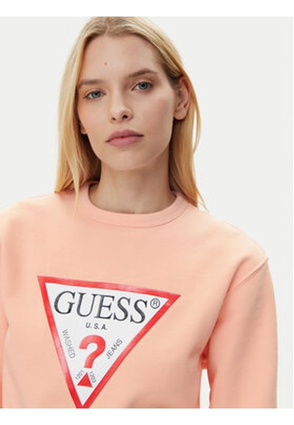 Guess Bluza W2YQ16 KBA11 Pomarańczowy Regular Fit. Kolor: pomarańczowy. Materiał: bawełna