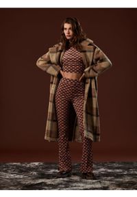 Sinsay - Crop top ze wzorem - brązowy. Kolor: brązowy. Materiał: materiał, włókno. Styl: retro