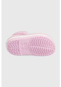 Crocs klapki dziecięce kolor różowy. Nosek buta: okrągły. Kolor: różowy. Materiał: materiał, guma. Wzór: gładki #4