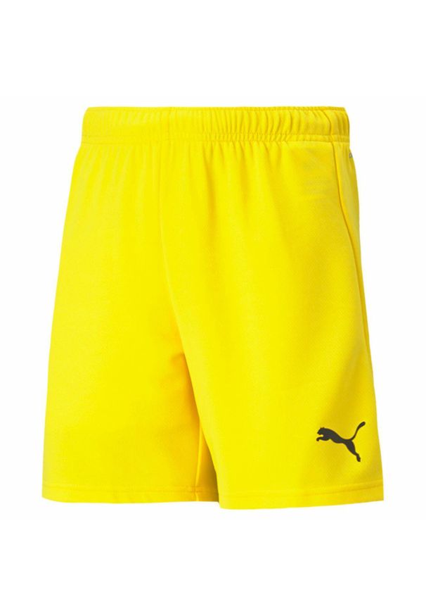 Spodenki piłkarskie dla dzieci Puma Team Rise. Kolor: żółty, wielokolorowy, pomarańczowy, czarny. Styl: młodzieżowy