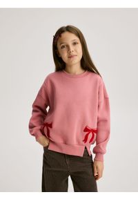 Reserved - Bluza z kokardkami - jasnofioletowy. Typ kołnierza: kokarda. Kolor: fioletowy. Materiał: bawełna #1