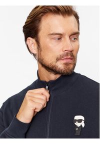 Karl Lagerfeld - KARL LAGERFELD Bluza Zip 705895 500900 Granatowy Regular Fit. Typ kołnierza: dekolt w karo. Kolor: niebieski. Materiał: bawełna #5