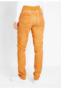 Spodnie bojówki z efektem "used" bonprix miodowy. Kolor: pomarańczowy #7