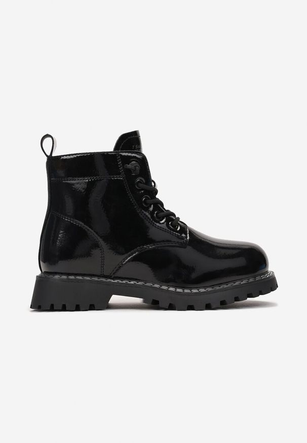 Born2be - Czarne Lakierowane Botki Workery Masikane. Okazja: na imprezę, na co dzień, na urodziny. Kolor: czarny. Materiał: lakier. Styl: klasyczny, casual, elegancki