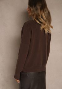 Renee - Brązowy Gładki Sweter z Półgolfem z Dzianiny z Wełną i Wiskozą Zaiara. Okazja: na co dzień. Kolor: brązowy. Materiał: wiskoza, dzianina, wełna. Długość rękawa: długi rękaw. Długość: długie. Wzór: gładki. Styl: casual, klasyczny #6