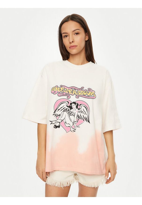 One Teaspoon T-Shirt Angel 26821 Écru Relaxed Fit. Kolor: kremowy. Materiał: bawełna