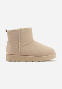Born2be - Beżowe Wsuwane Śniegowce do Kostki z Imitacji Zamszu Atuvitta. Okazja: na co dzień. Zapięcie: bez zapięcia. Kolor: beżowy. Materiał: zamsz. Styl: casual #6
