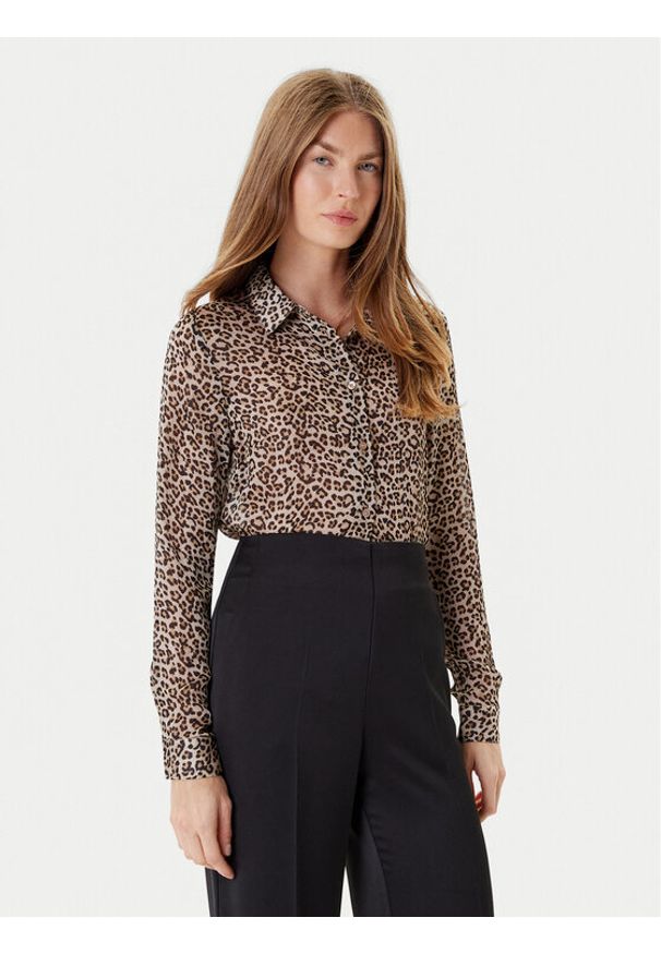 Guess Koszula W5YH0X WDW82 Beżowy Regular Fit. Kolor: beżowy. Materiał: syntetyk